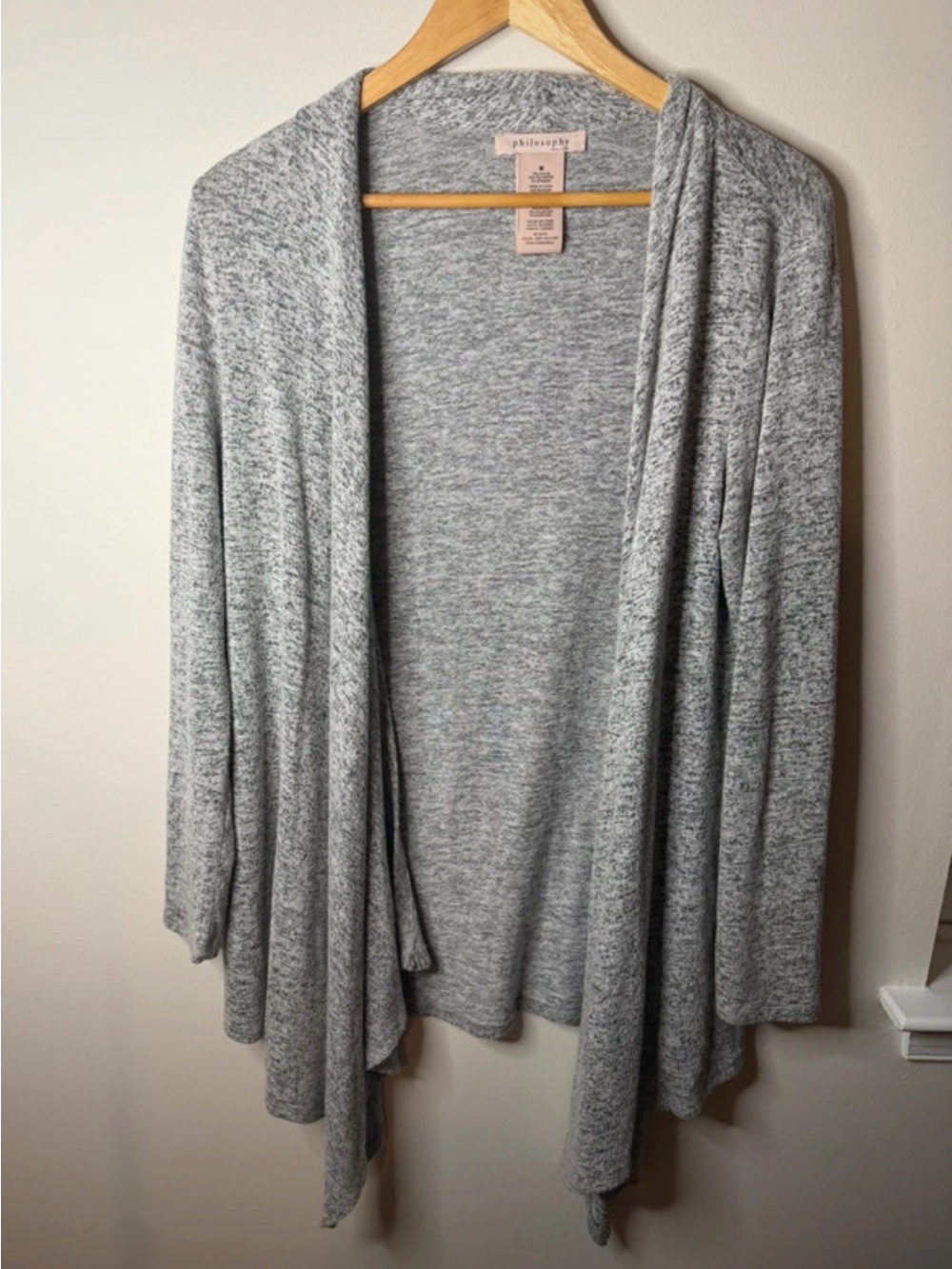 Philosophy Heather Gray Open Drape Cardigan